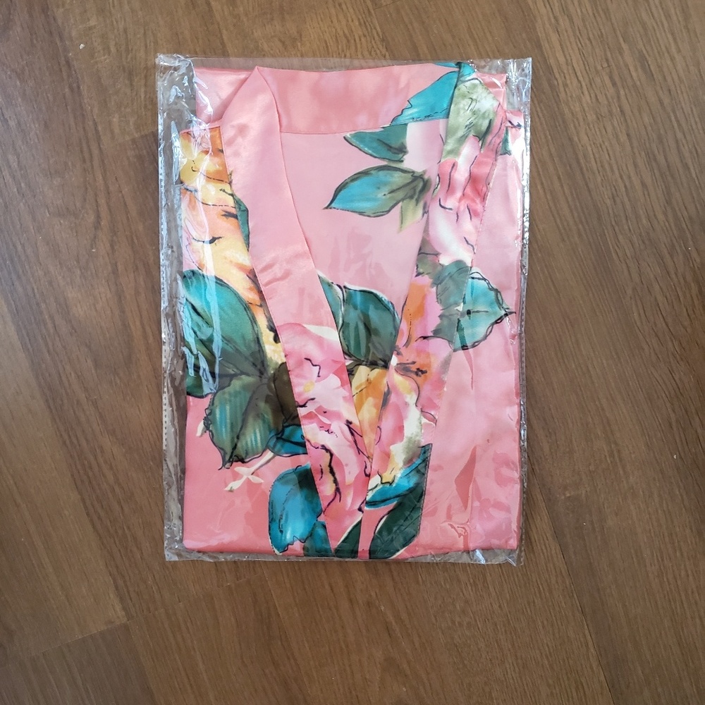 Satin Kimono Style Floral Robe - Picture 2 of 3